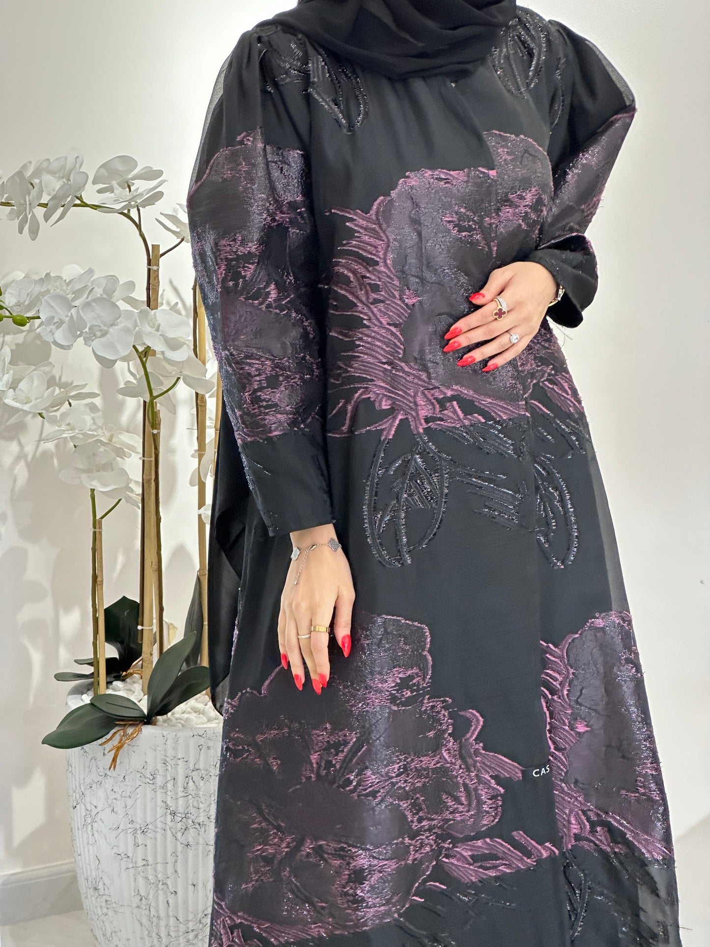 C 0345-04 Purple Organza Abaya