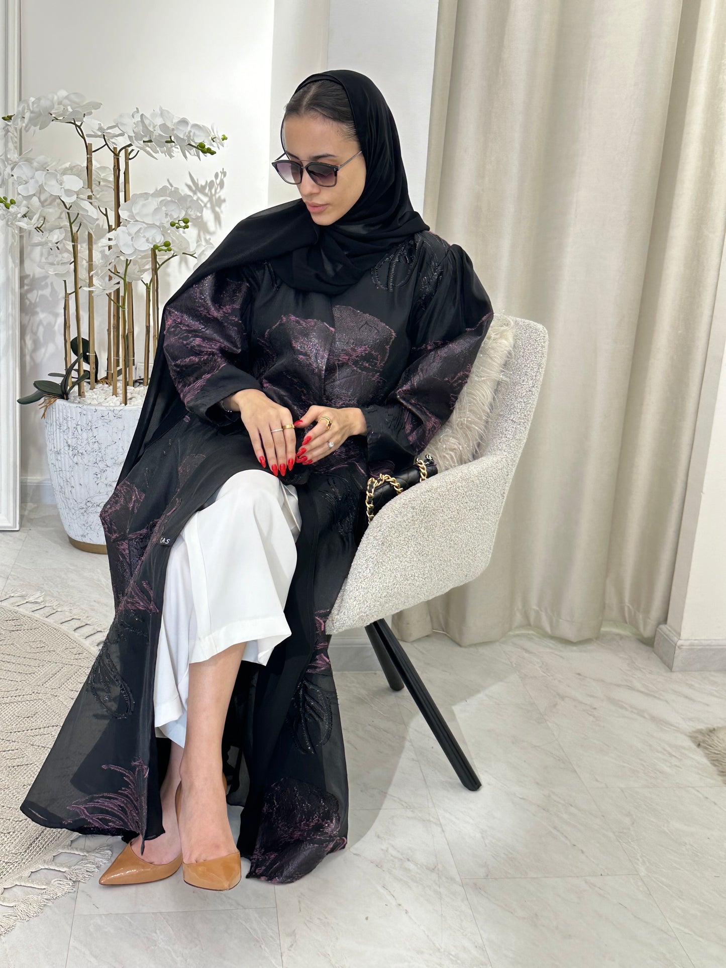 C 0345-04 Purple Organza Abaya