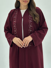 C 1820 Dark Maroon Beaded Abaya