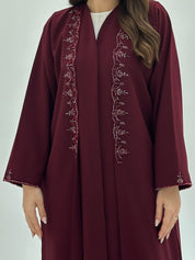 C 1820 Dark Maroon Beaded Abaya