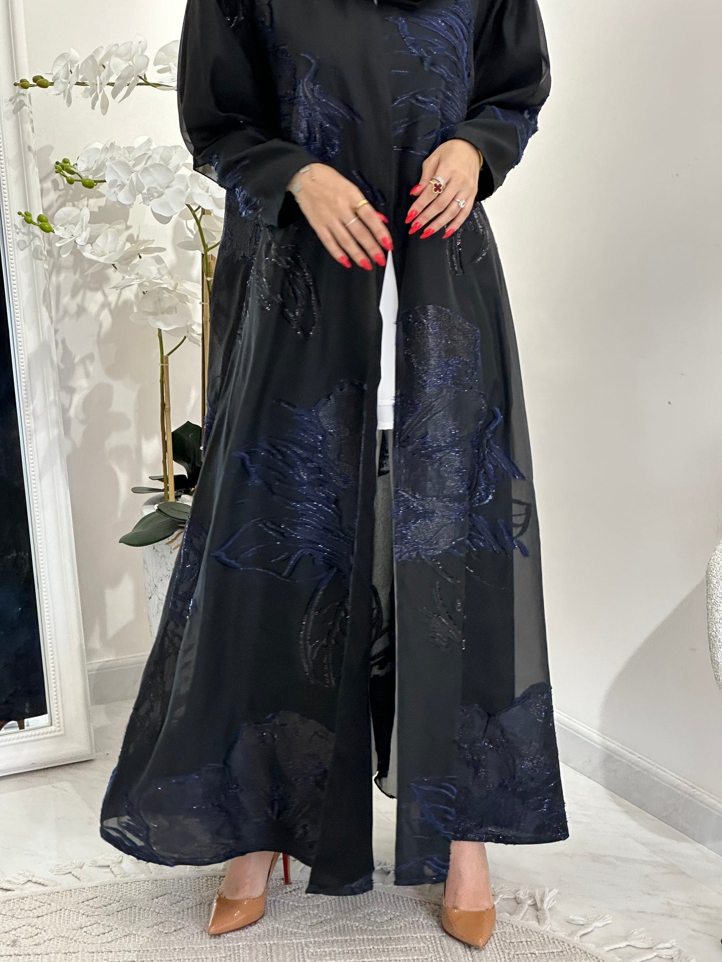 C 0345-02 Blue Organza Abaya