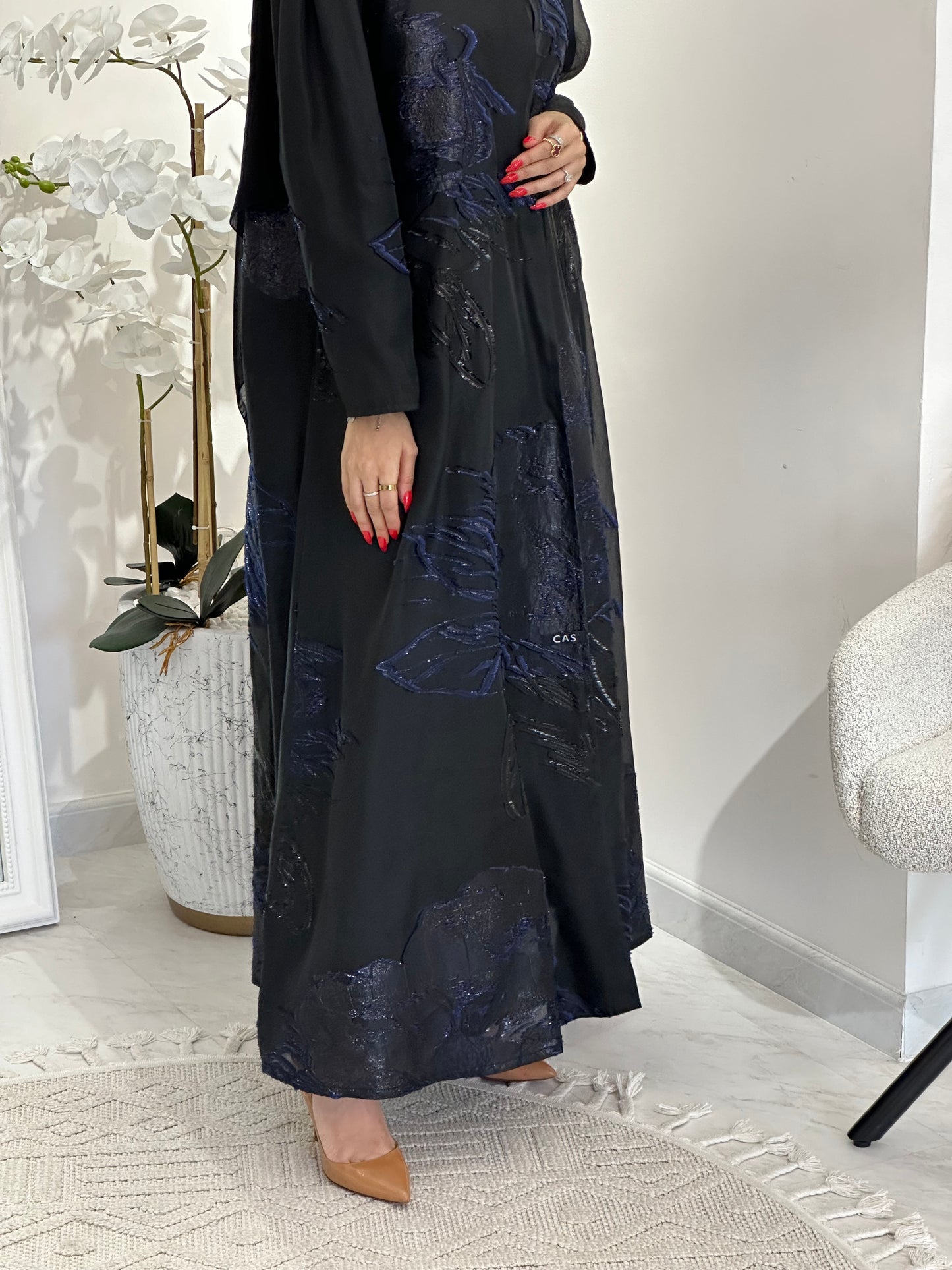 C 0345-02 Blue Organza Abaya