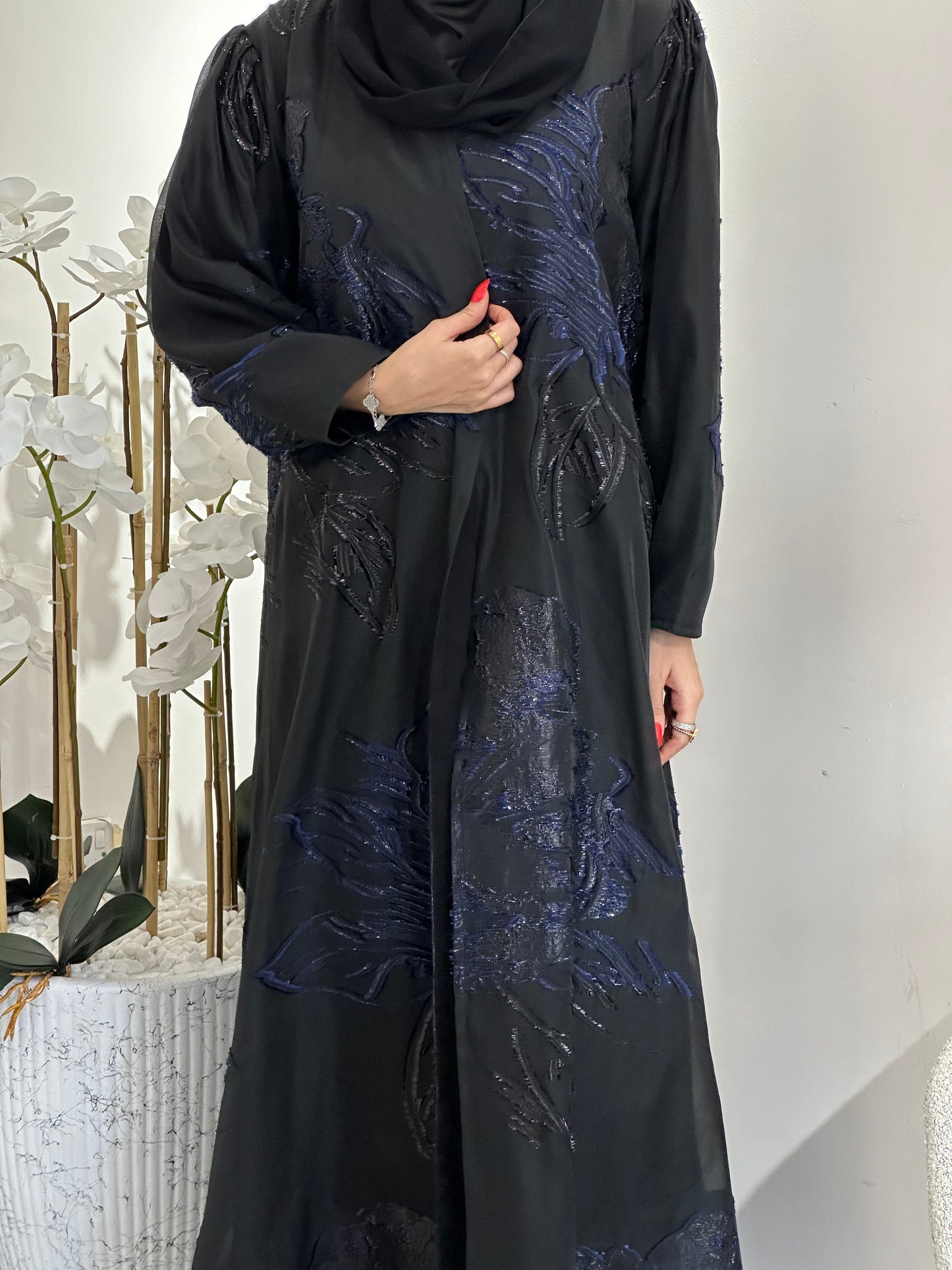 C 0345-02 Blue Organza Abaya