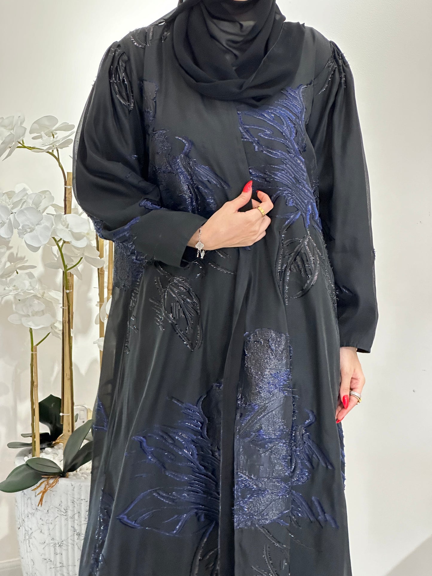 C 0345-02 Blue Organza Abaya