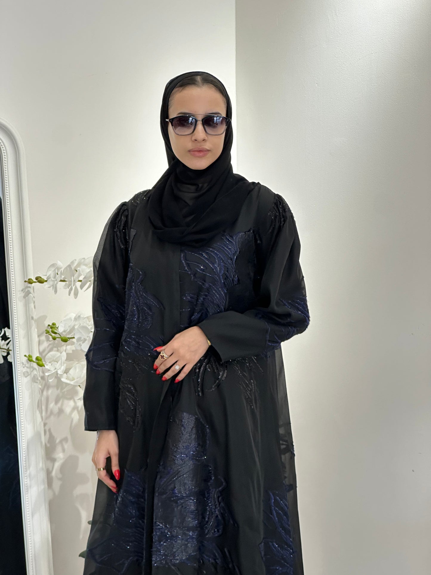 C 0345-02 Blue Organza Abaya