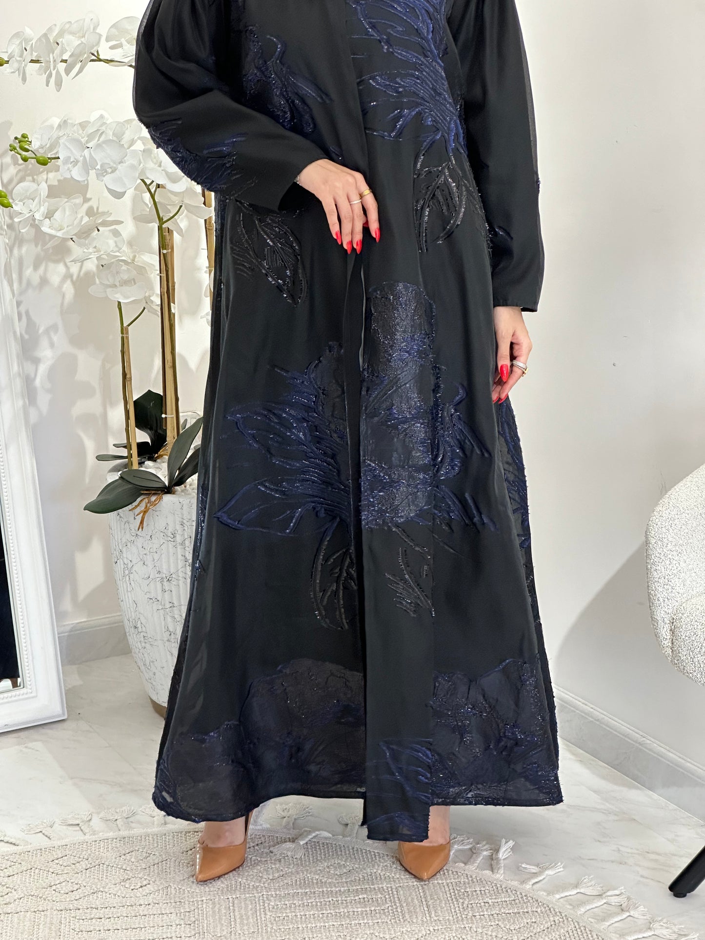 C 0345-02 Blue Organza Abaya