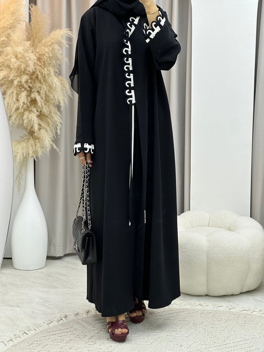 C 0162 White Black Abaya