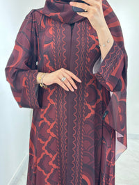 عباية مطبوعة باللون العنابي C 1546 - XS / 52