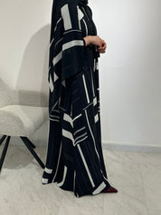 C 1547 Dark Grey Printed Abaya