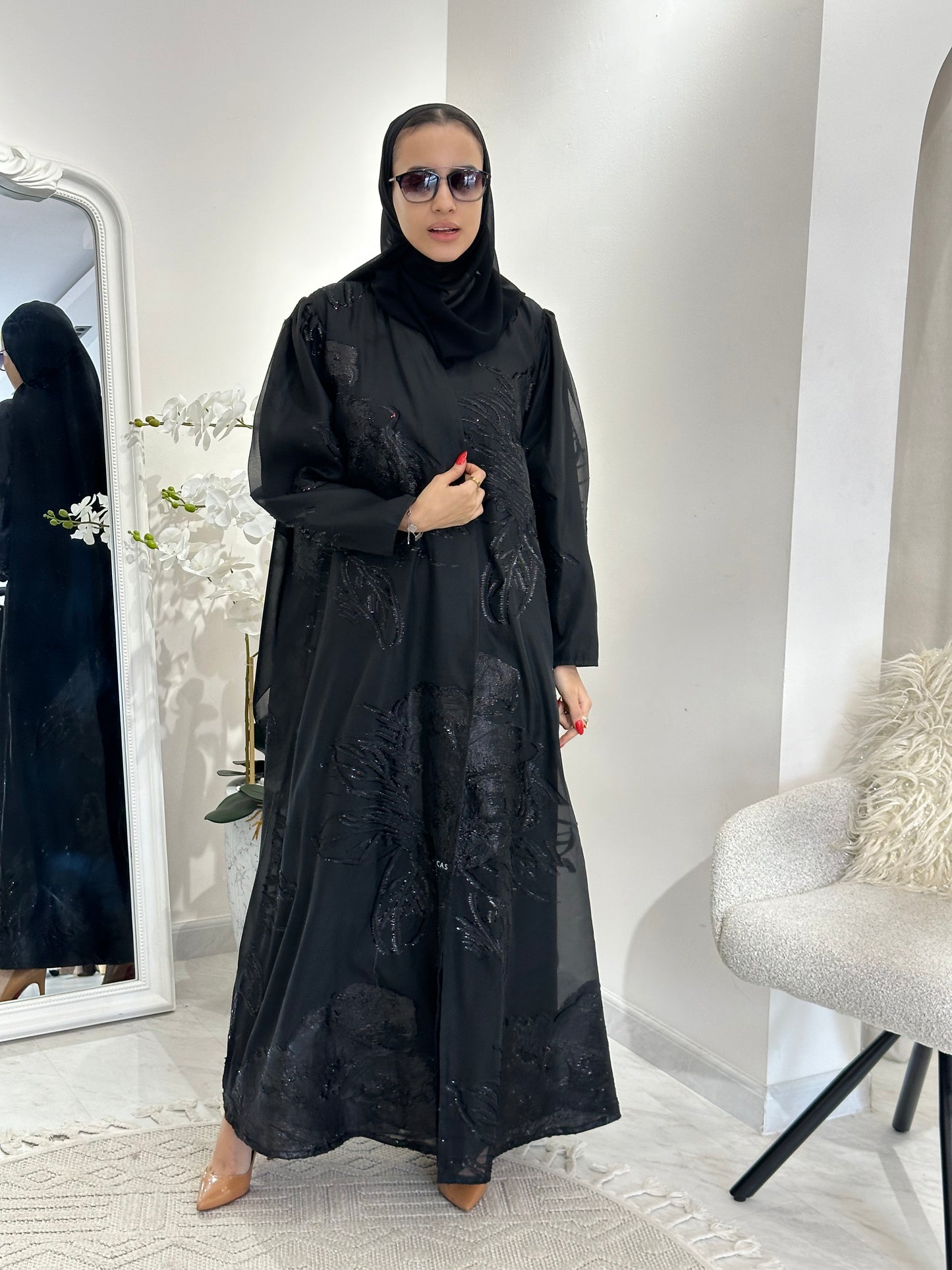 C 0345-01 Black Organza Abaya