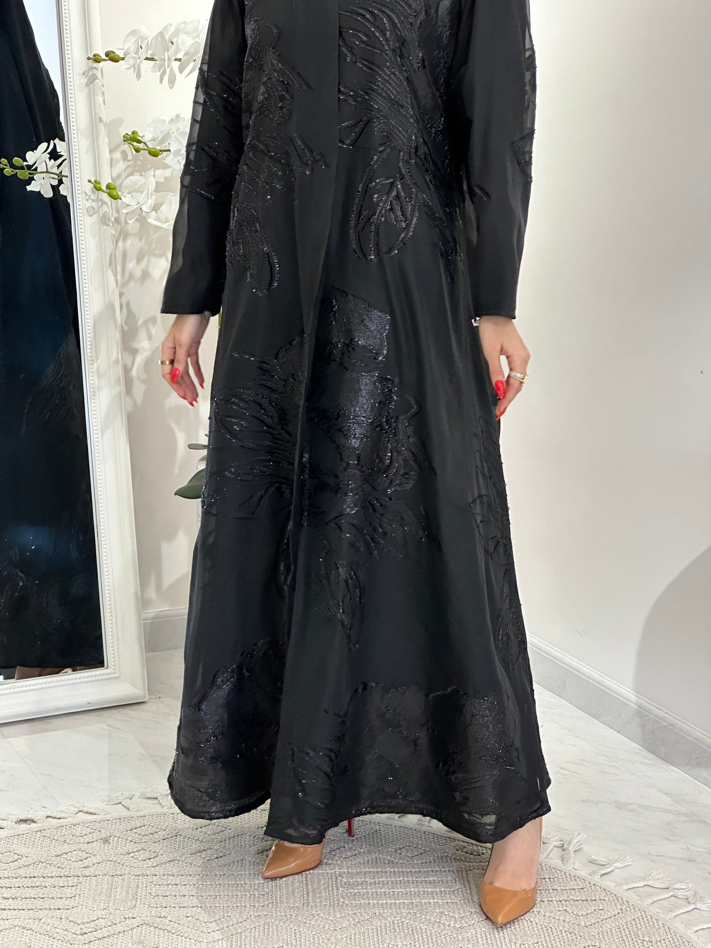 C 0345-01 Black Organza Abaya