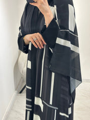 C 1547 Dark Grey Printed Abaya
