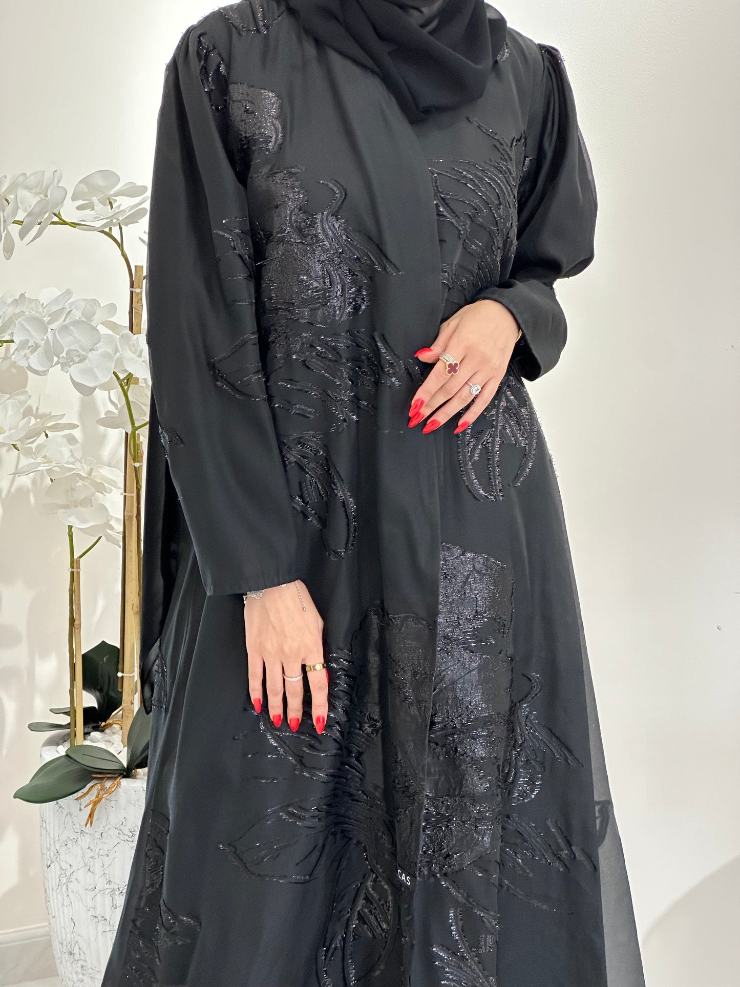 C 0345-01 Black Organza Abaya