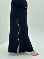 C 1822 Midnight Blue Beaded Abaya