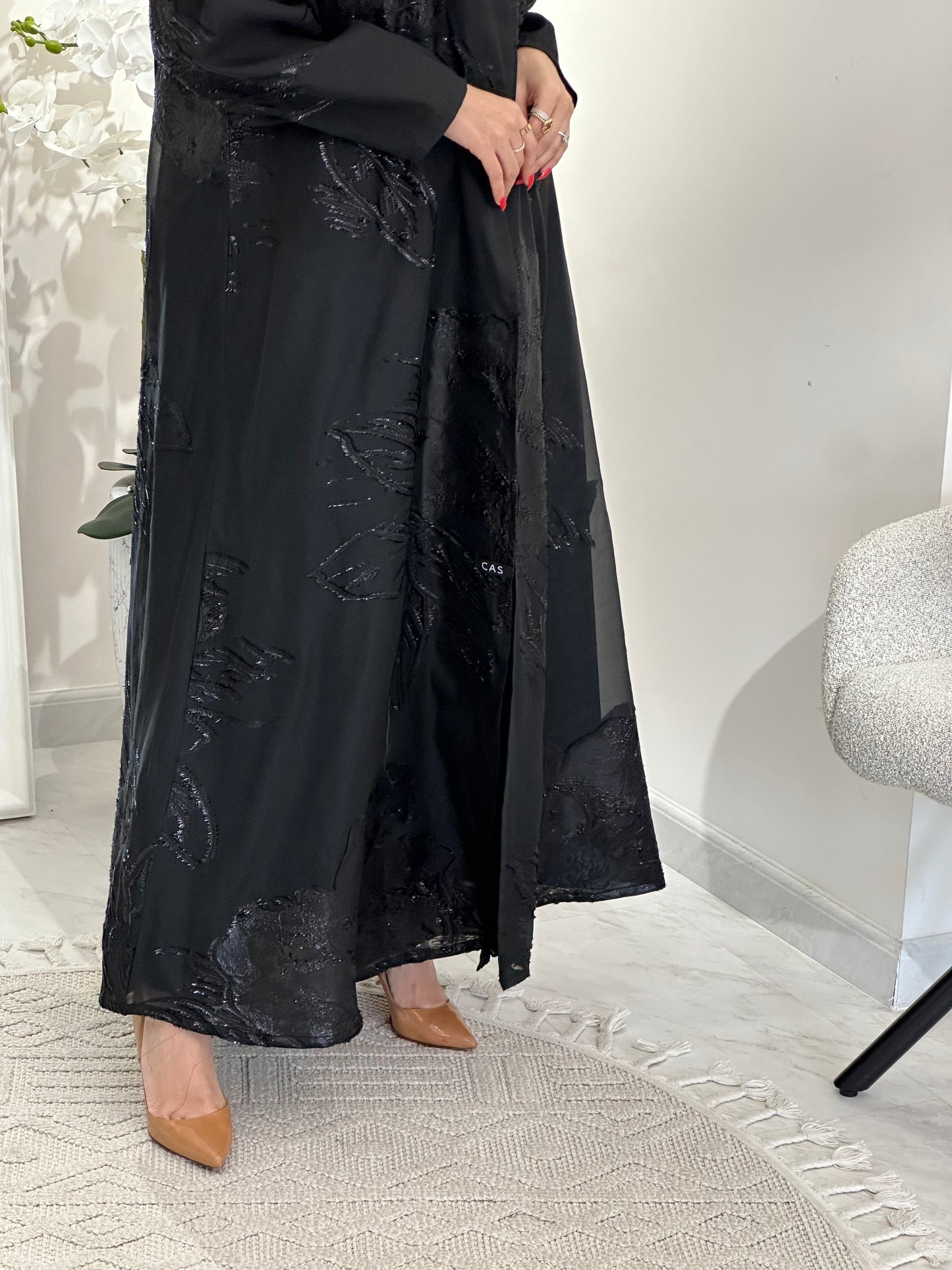 C 0345-01 Black Organza Abaya