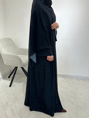 C 1550 Blue Black Printed Abaya