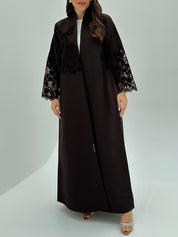 C 1795 Brown Dantel Abaya
