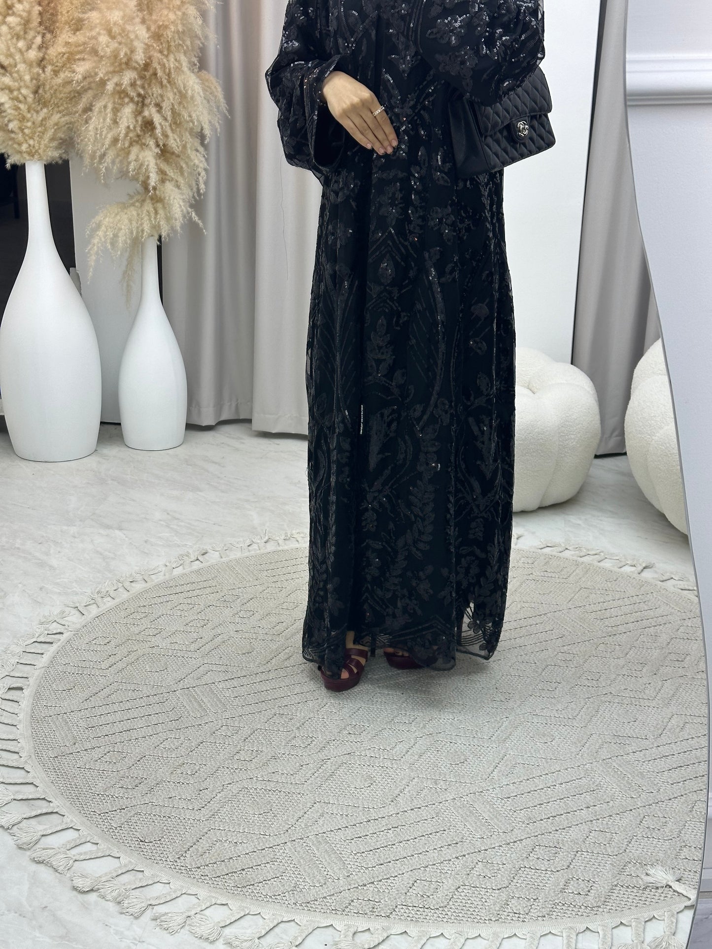 C 0163 Dantel Black Abaya