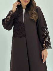 C 1795 Brown Dantel Abaya