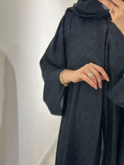 C 1550 Blue Black Printed Abaya