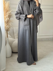 C 1472 Grey Coat Abaya