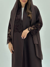C 1795 Brown Dantel Abaya