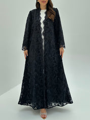 C 1796-01 Dark Grey Dantel Abaya
