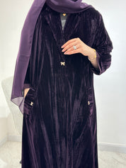 C 1545-02 Dark Purple Velvet Abaya