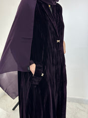 C 1545-02 Dark Purple Velvet Abaya