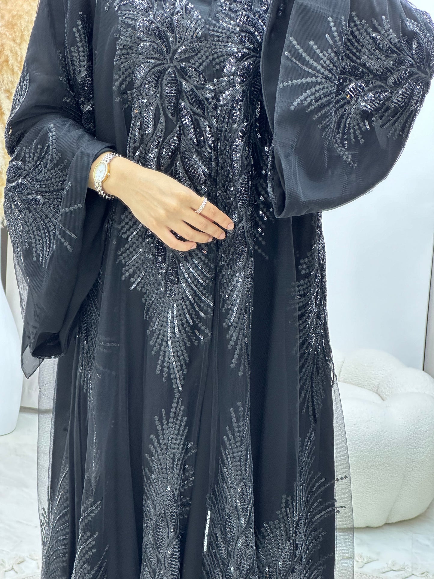 C 0165 Dantel Black Abaya