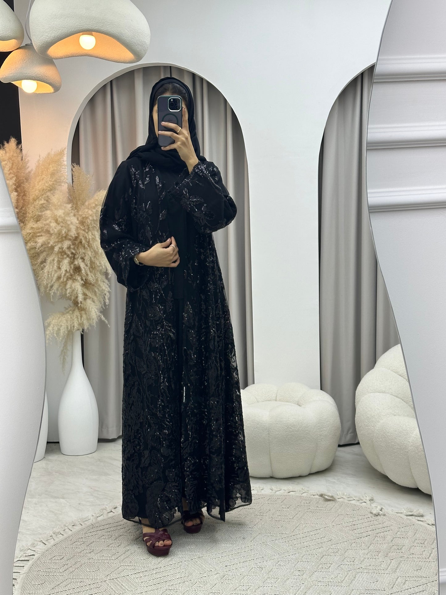 C 0166 Dantel Black Abaya