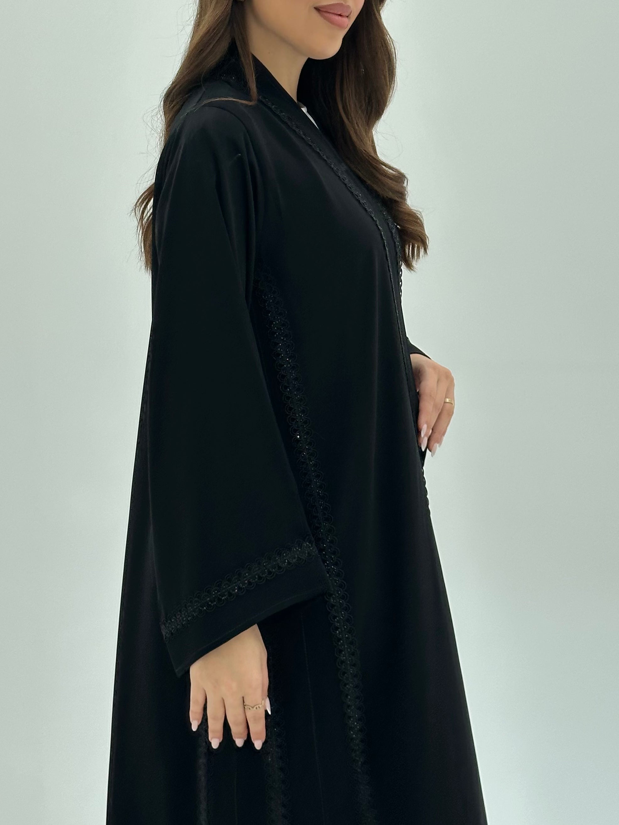 C 1797 Black Crystal Lace Abaya