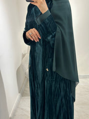 C 1545-03 Teal Velvet Abaya
