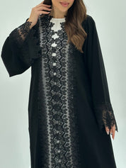 C 1798 Black Rose Lace Abaya