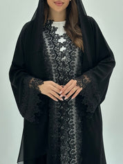 C 1798 Black Rose Lace Abaya