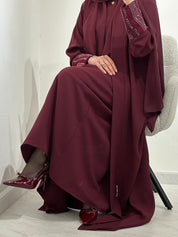C 1551 Burgundy Beaded Abaya