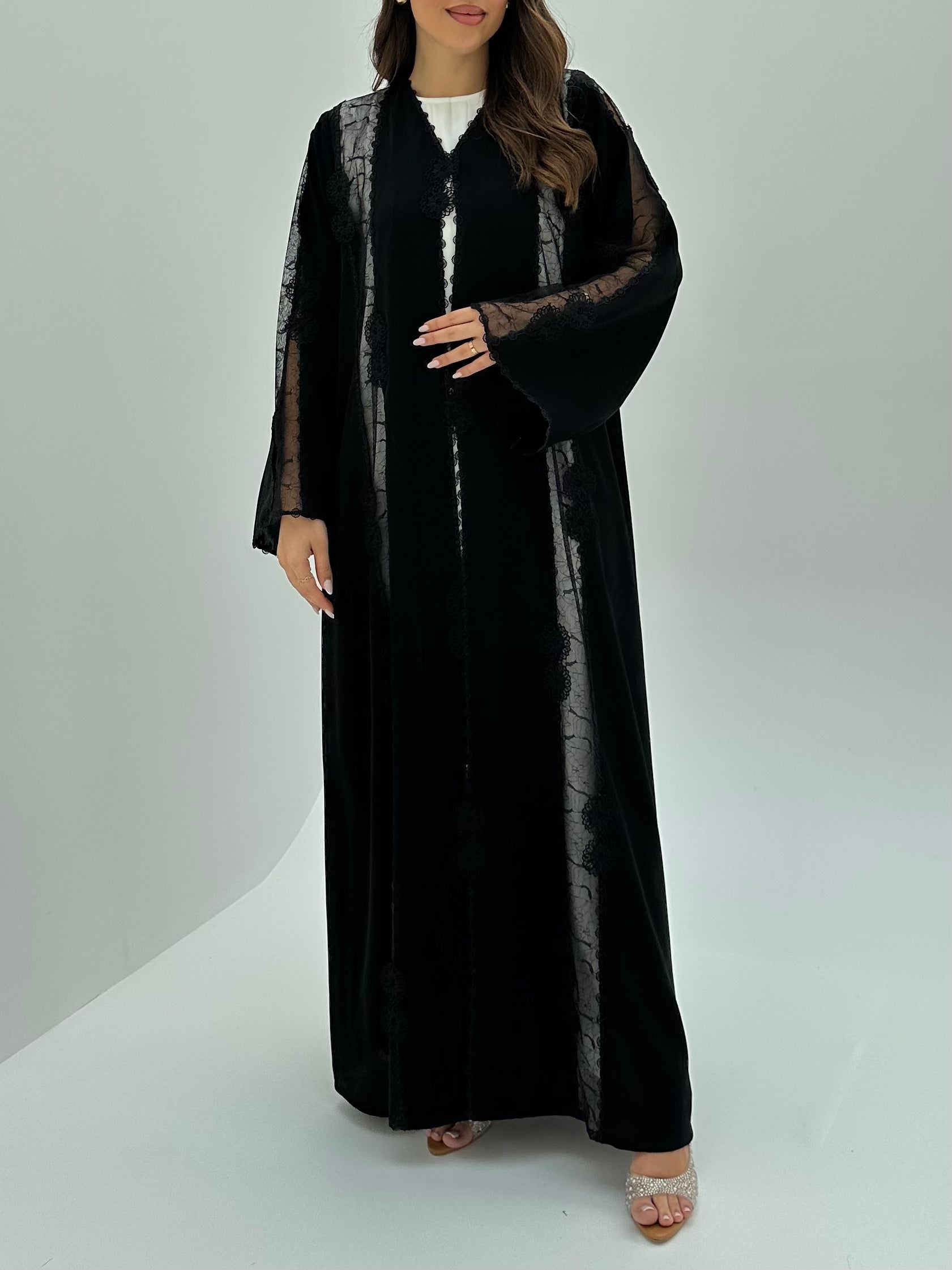 C 1799 Black Lace Abaya
