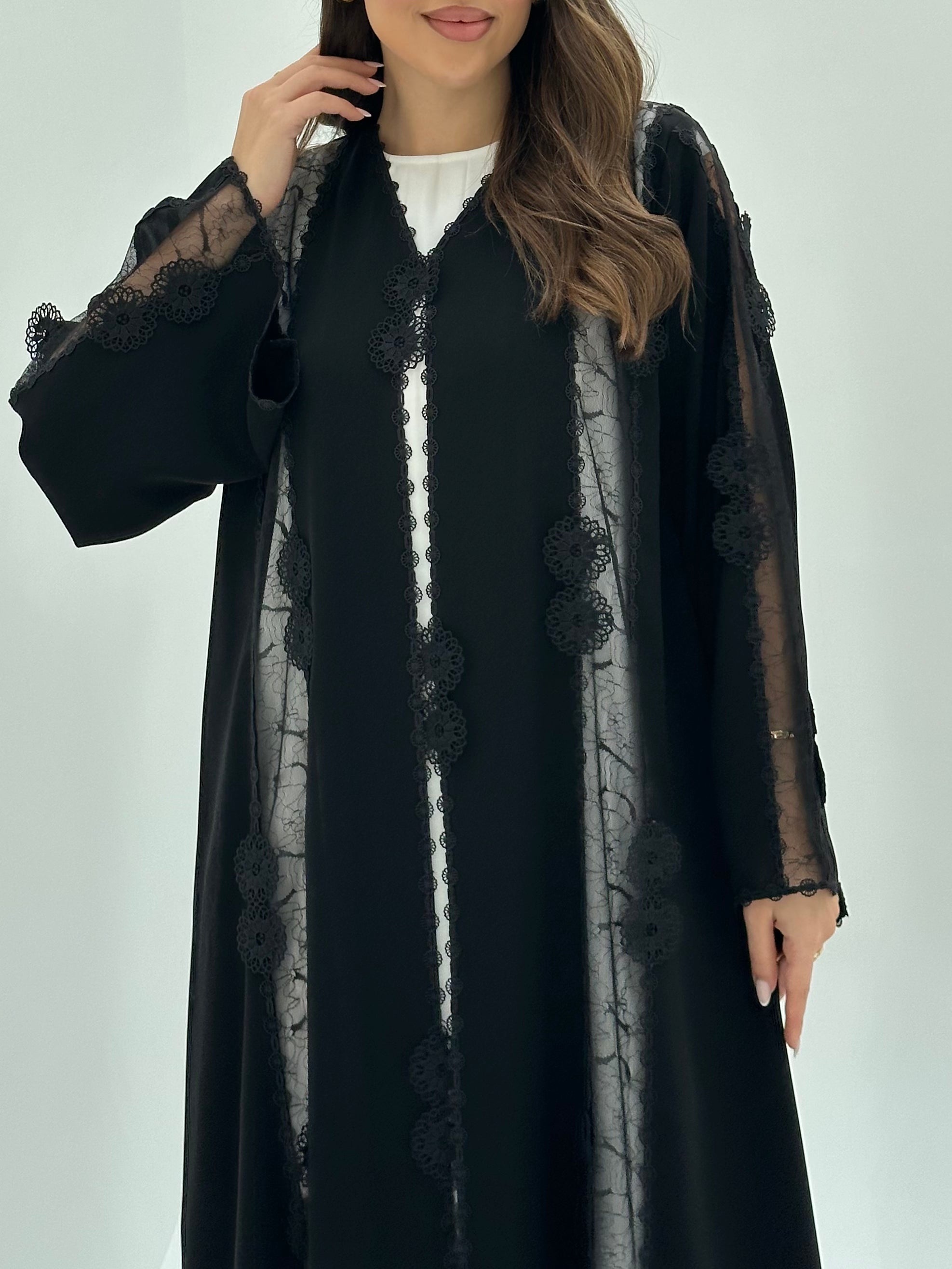 C 1799 Black Lace Abaya