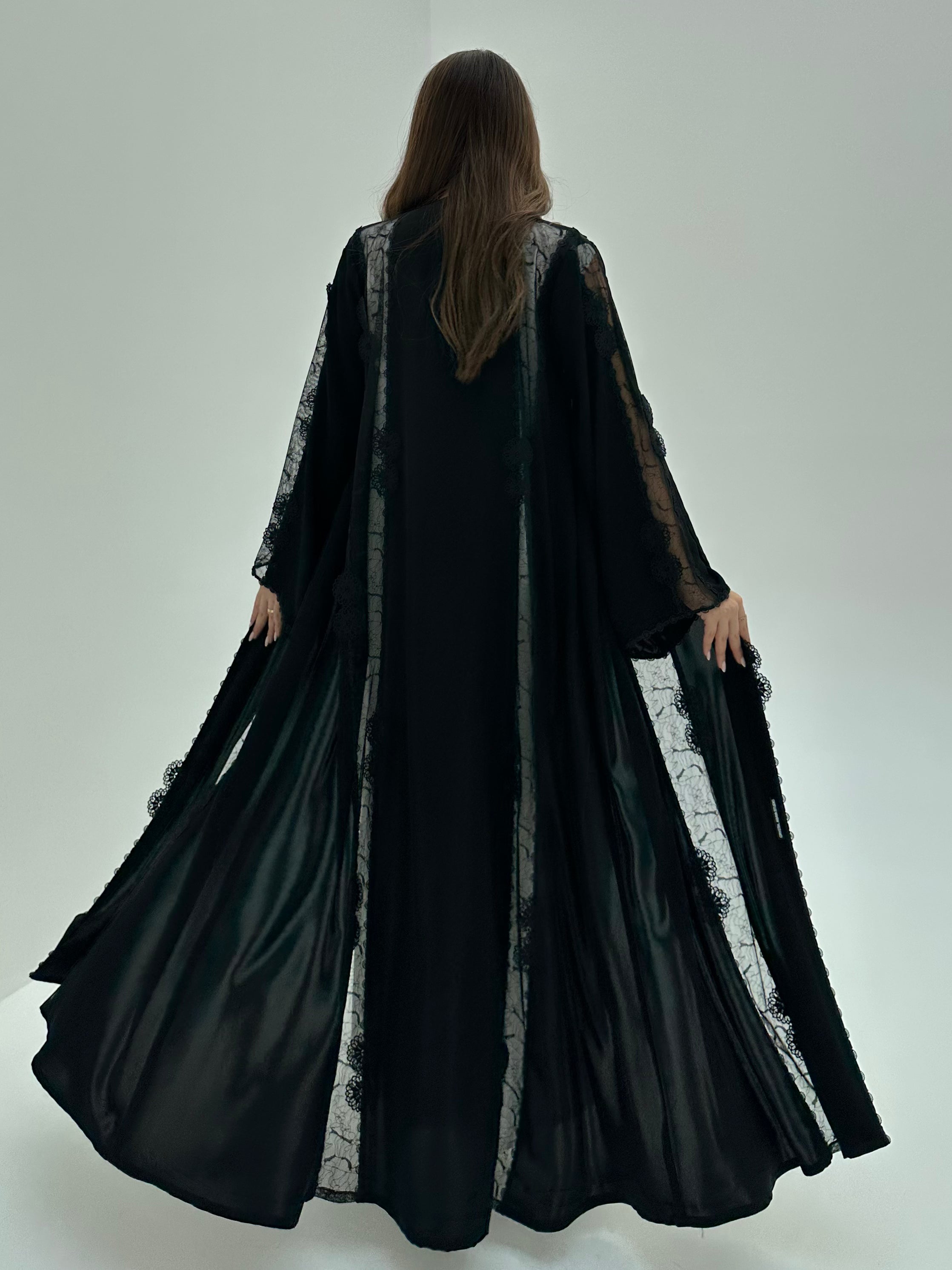 C 1799 Black Lace Abaya