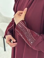 C 1551 Burgundy Beaded Abaya