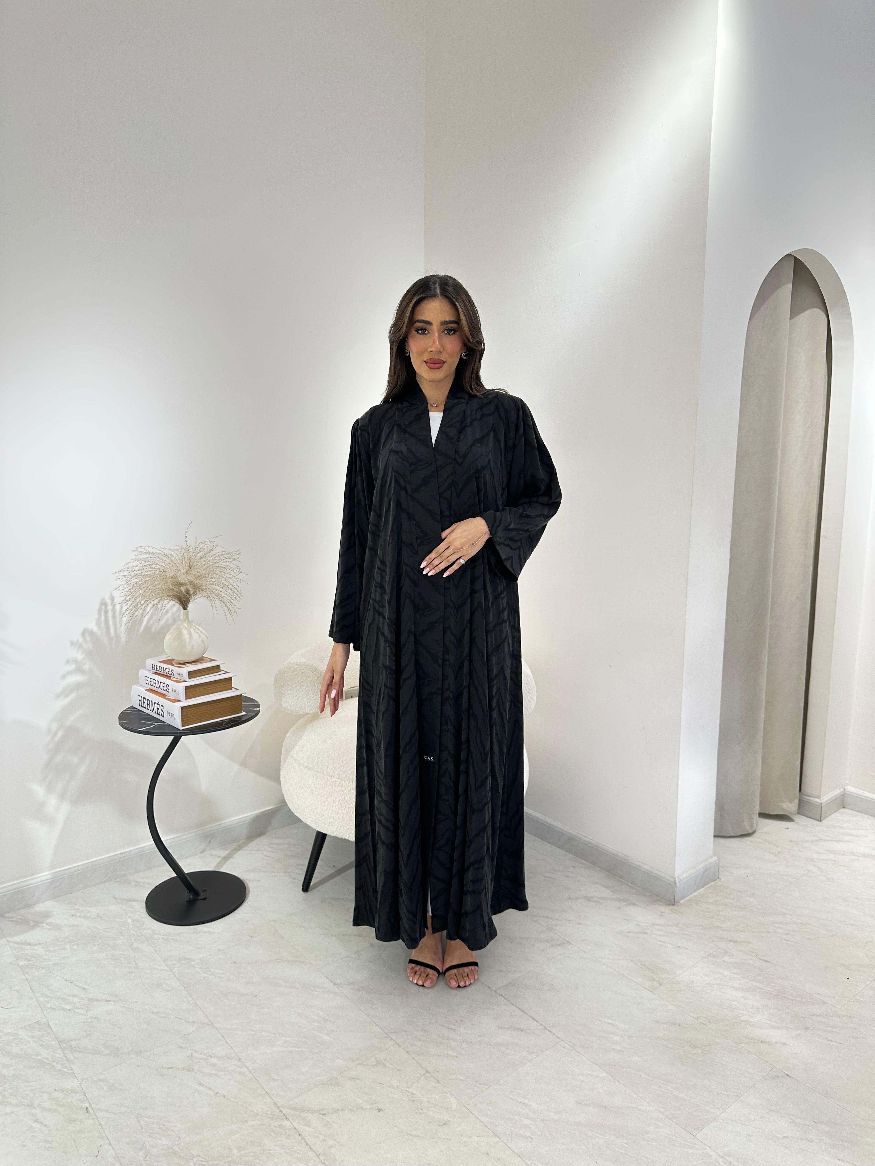 C RTW-U 0863 Premium Black Printed Abaya