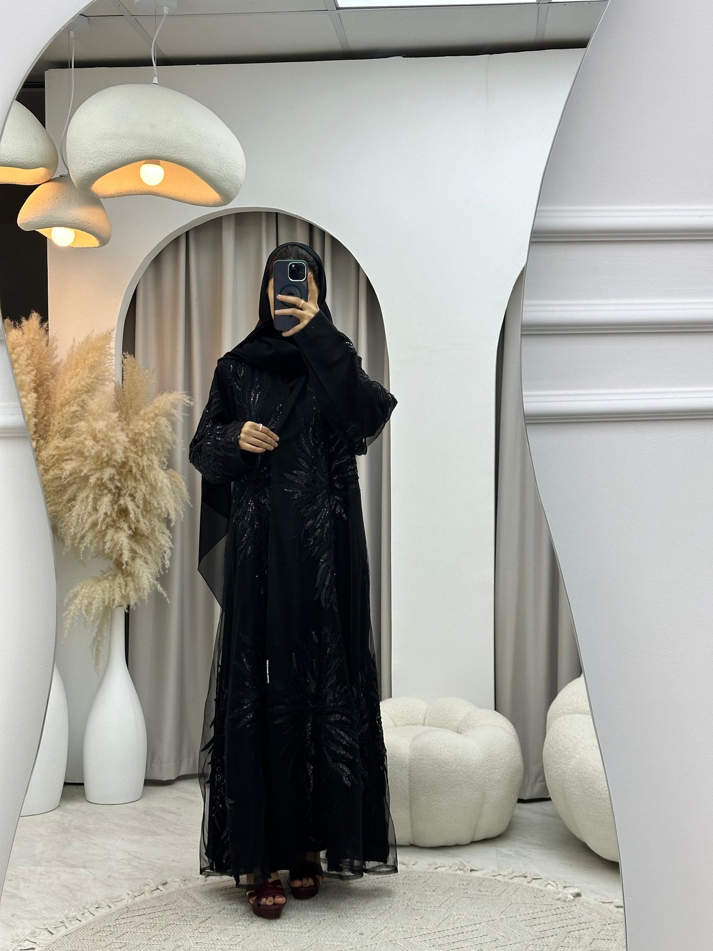 C 0169 Dantel Black Abaya