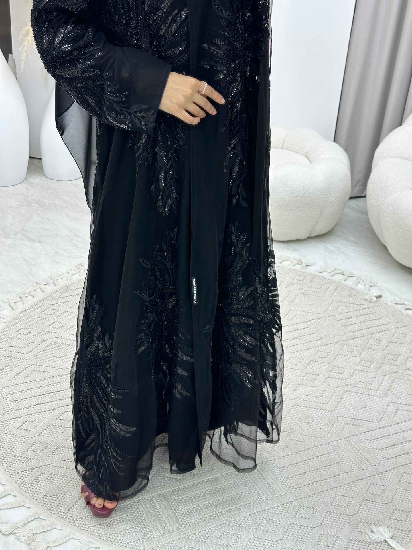 C 0169 Dantel Black Abaya