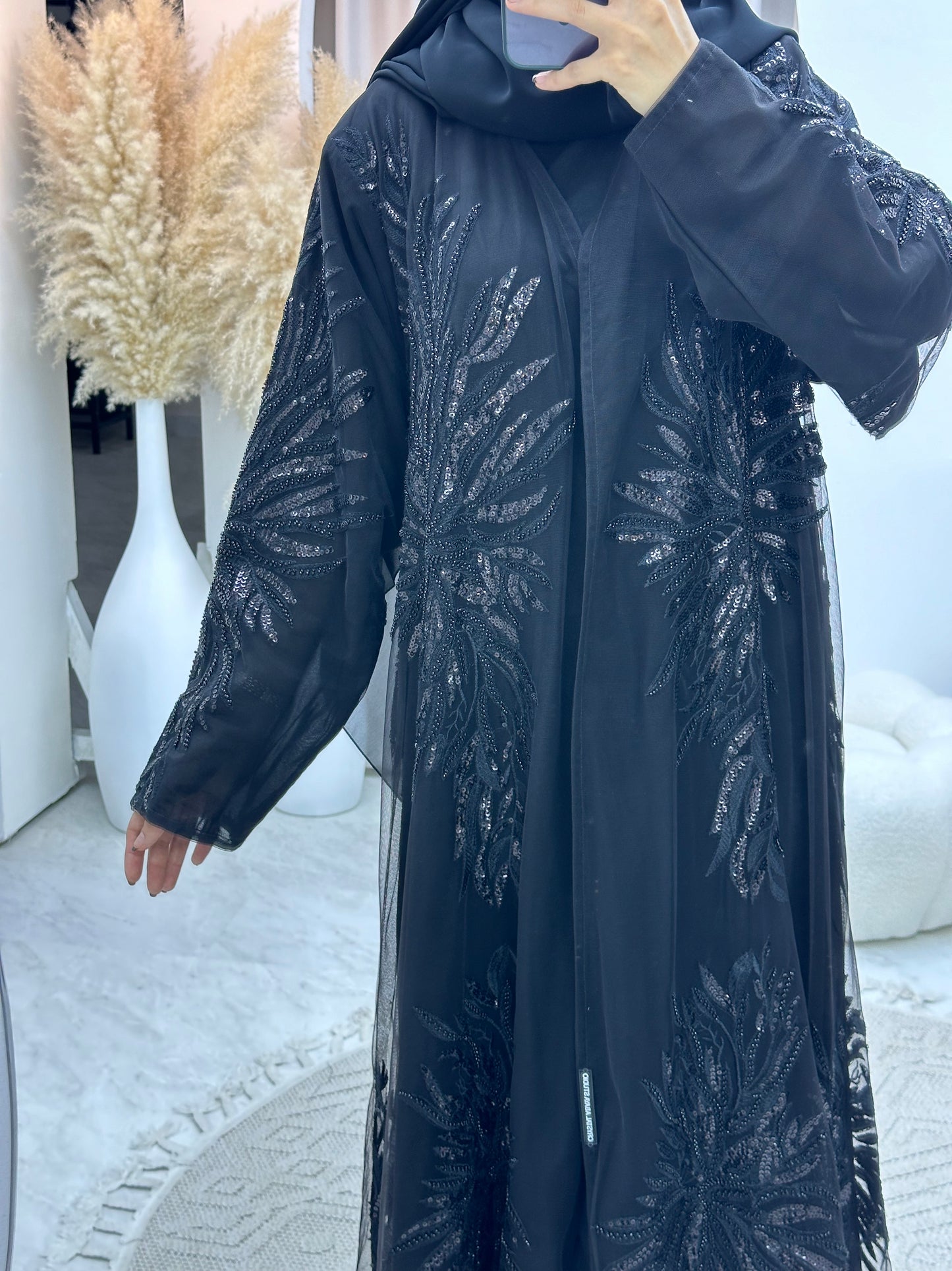 C 0169 Dantel Black Abaya