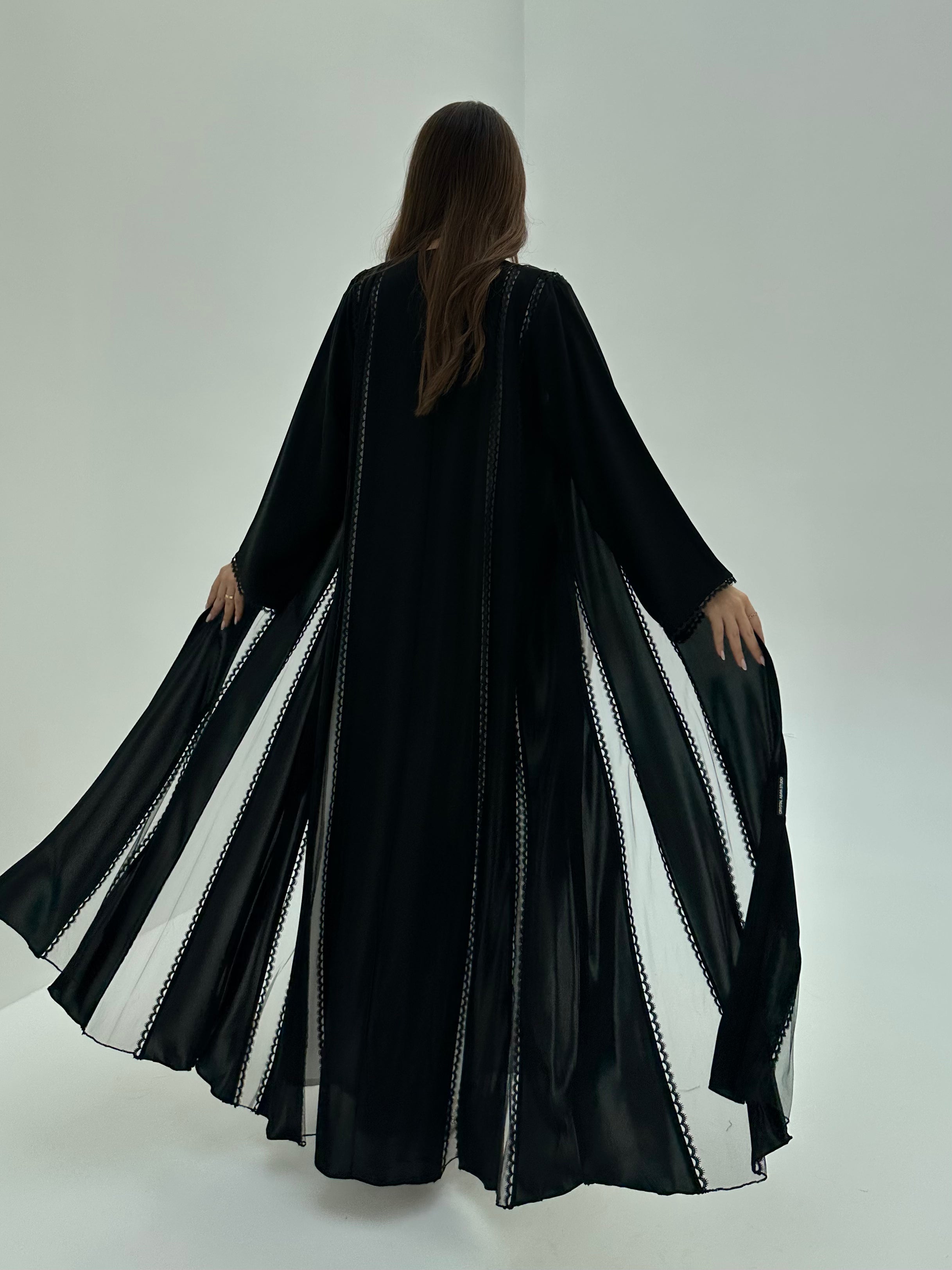 C 1800 Black Lace Abaya