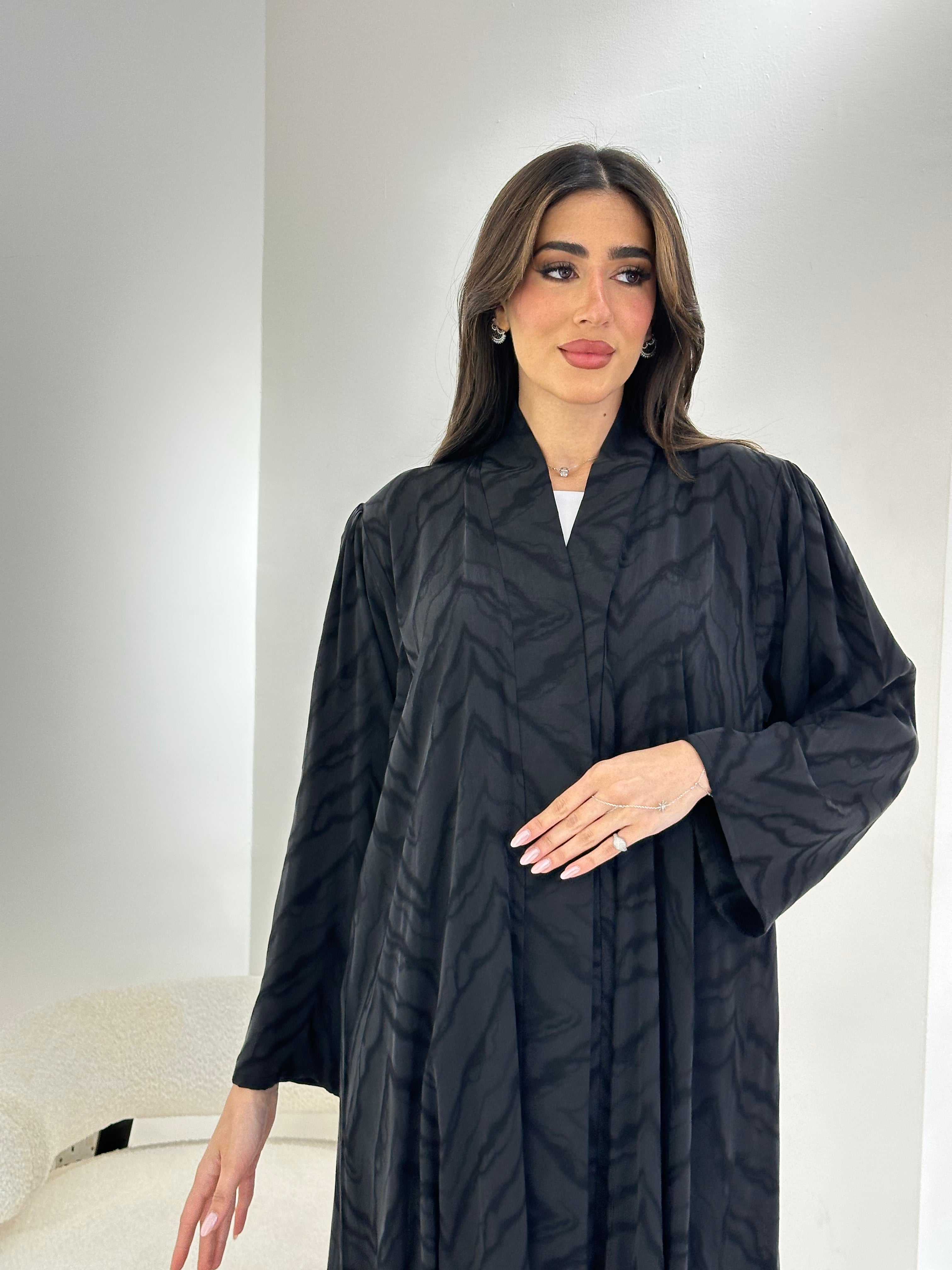 C RTW-U 0863 Premium Black Printed Abaya