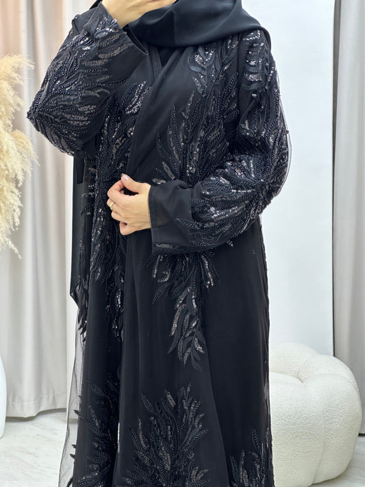 C 0169 Dantel Black Abaya