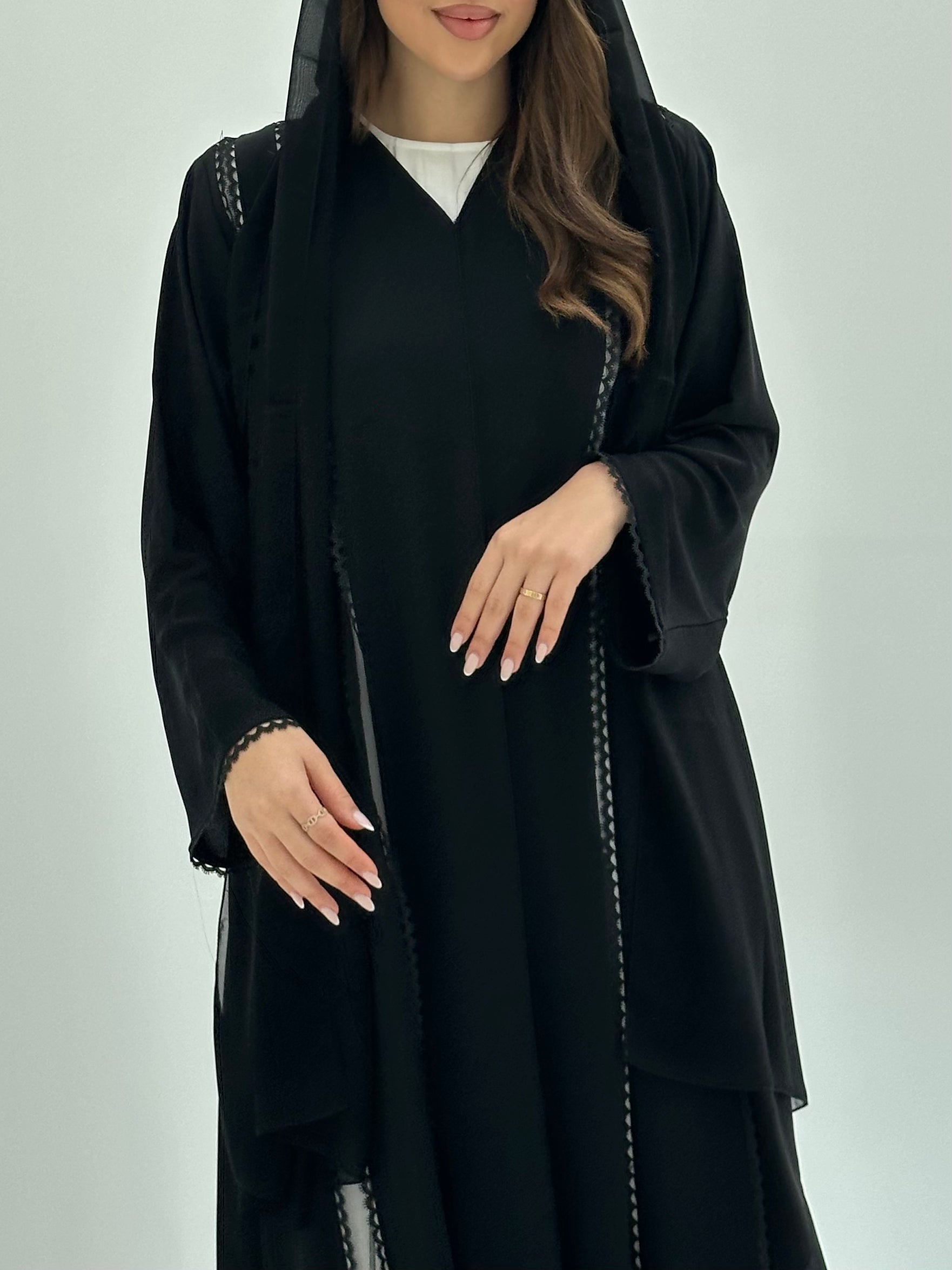C 1800 Black Lace Abaya
