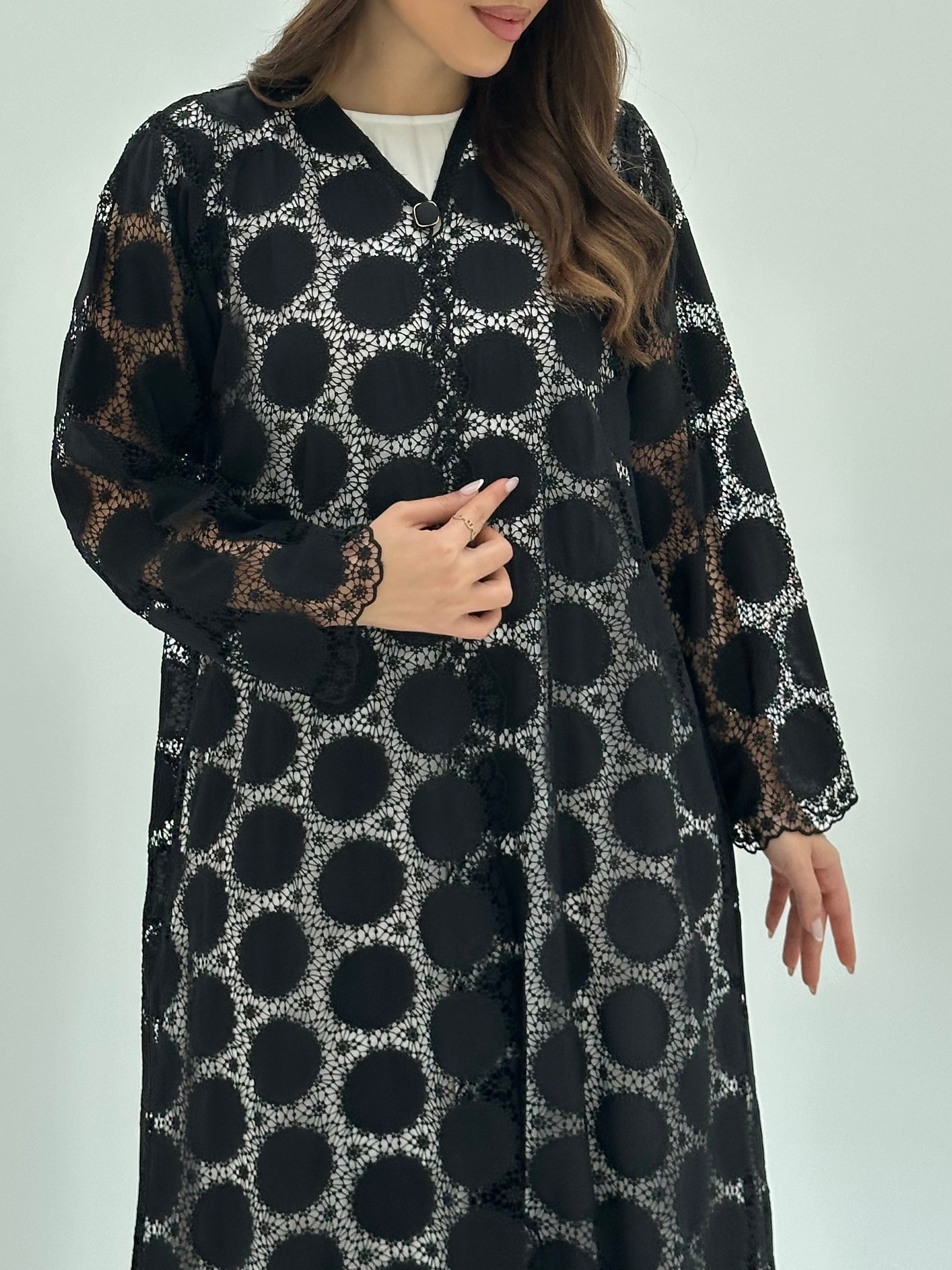 C 1801 Black Dantel Abaya
