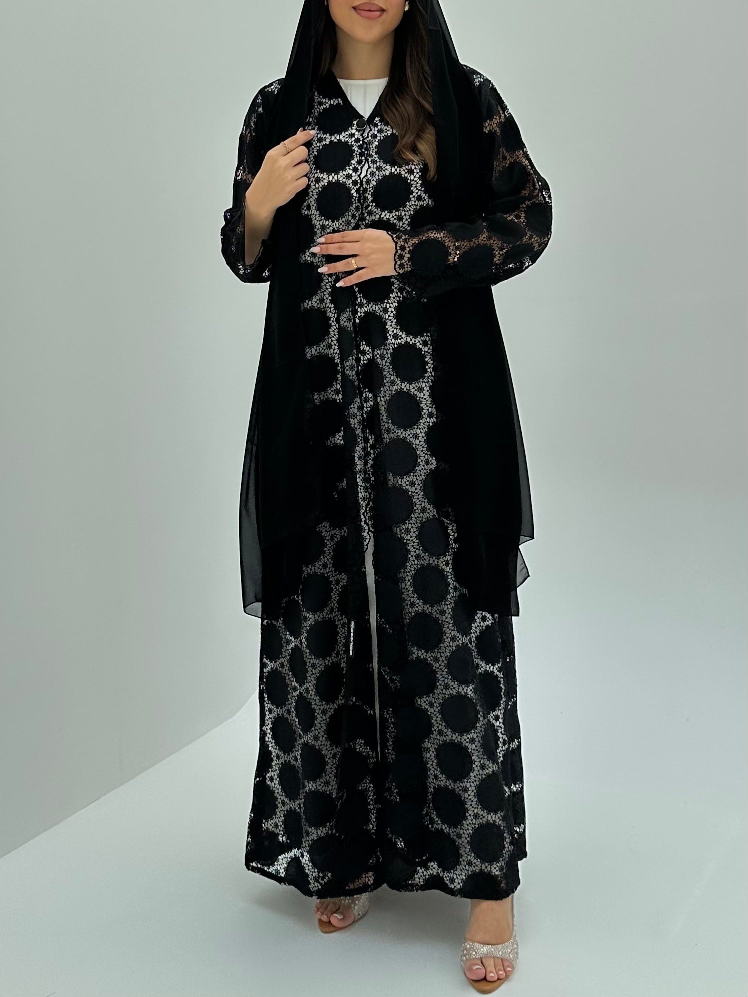 C 1801 Black Dantel Abaya